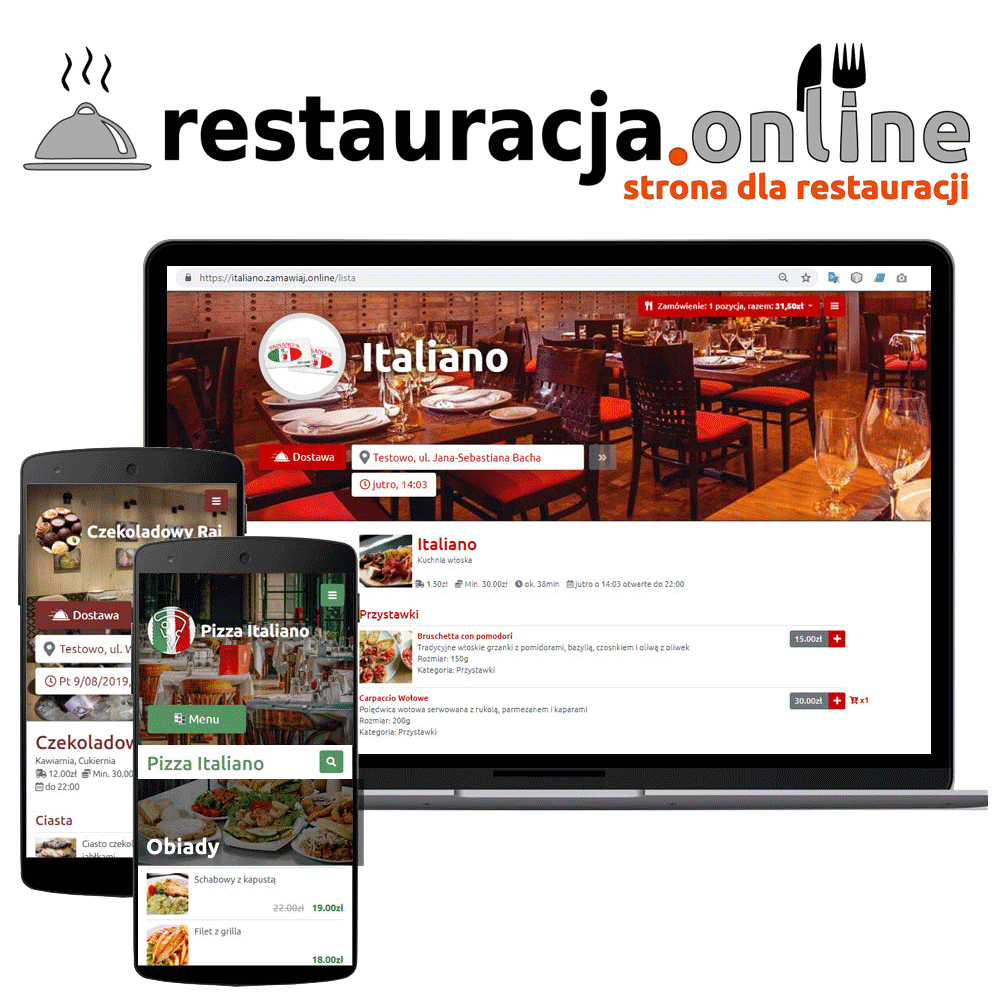 Strona dla restauracji z zamawianiem jedzenia online