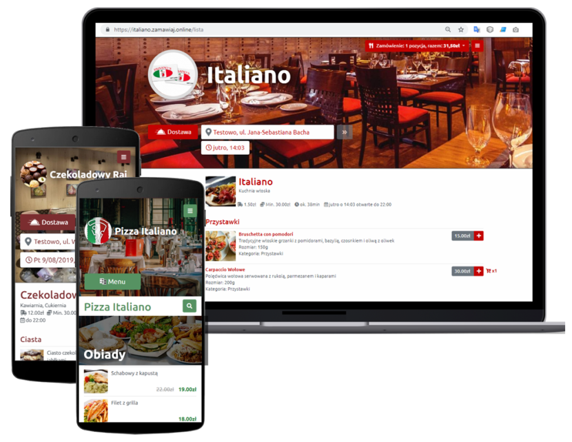 Interaktywne menu restauracji na smartfonie