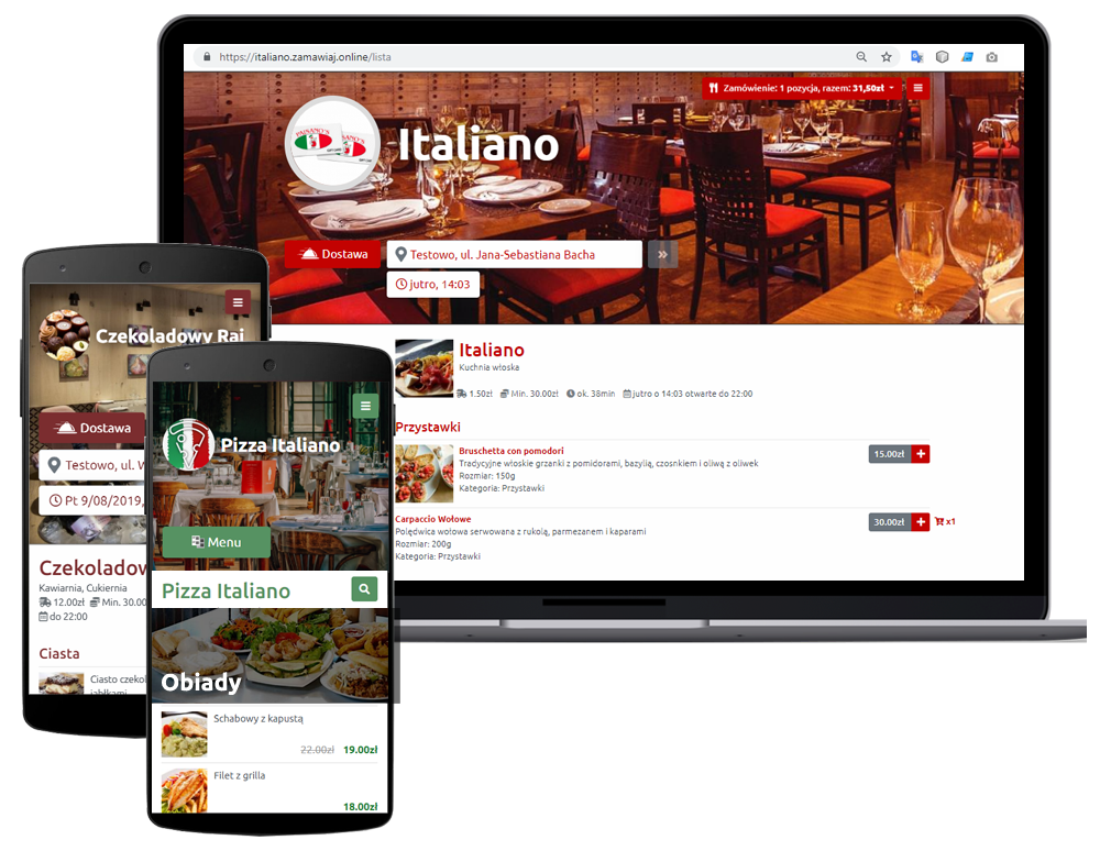 Interaktywne menu restauracji na smartfonie